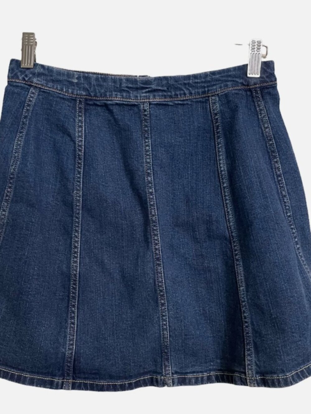 Hollister Women's Medium Wash Stretch Full Button Y2K Jean Mini Skirt Size 0/24 - Picture 2 of 3